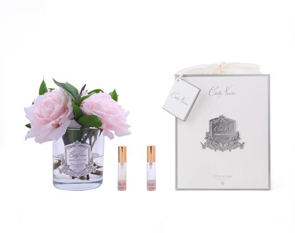 French Cote Noir English Roses in Clear Glass – Pink Blush