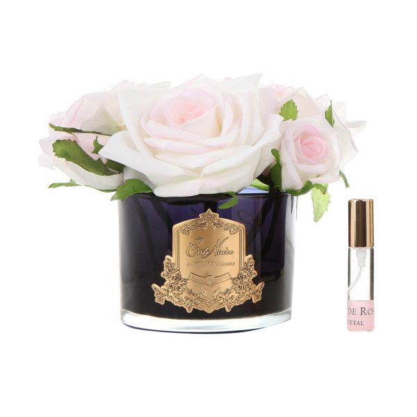 Cote Noir Roses in Black Glass with Giftbox - blush