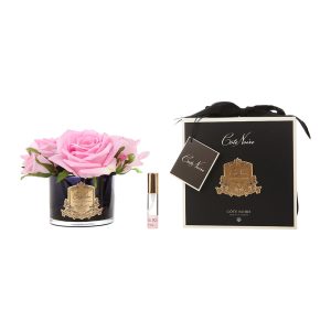 Cote Noir Roses in Black Glass with Giftbox - Pink - Image 2