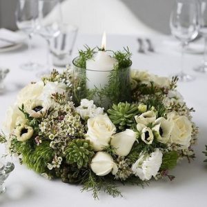 White Christmas Table Centre